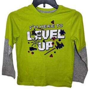 365 Kids green and gray long sleeve graphic crew neck t-shirt size 10
